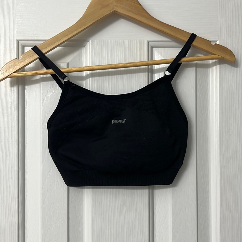 Black Gymshark sport bar with grey detail size small
